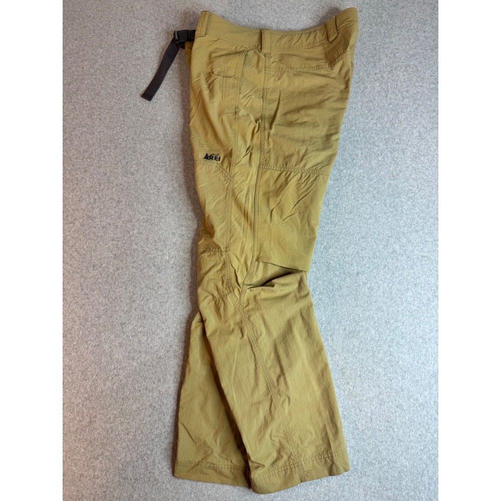 REI Co-op Mens Sahara Hiking Pants 38x32 Tan Nylon/Spandex Belted Trousers